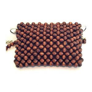 Vintage La Fleur Retro Beaded Wood Shoulder Bag